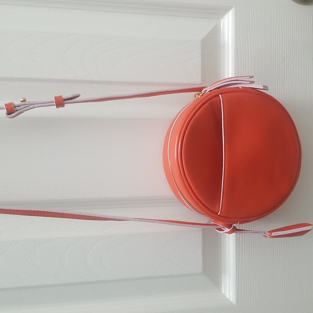 Izaac Mizrahi Leather  Round Tangarine Crossbody NWOT